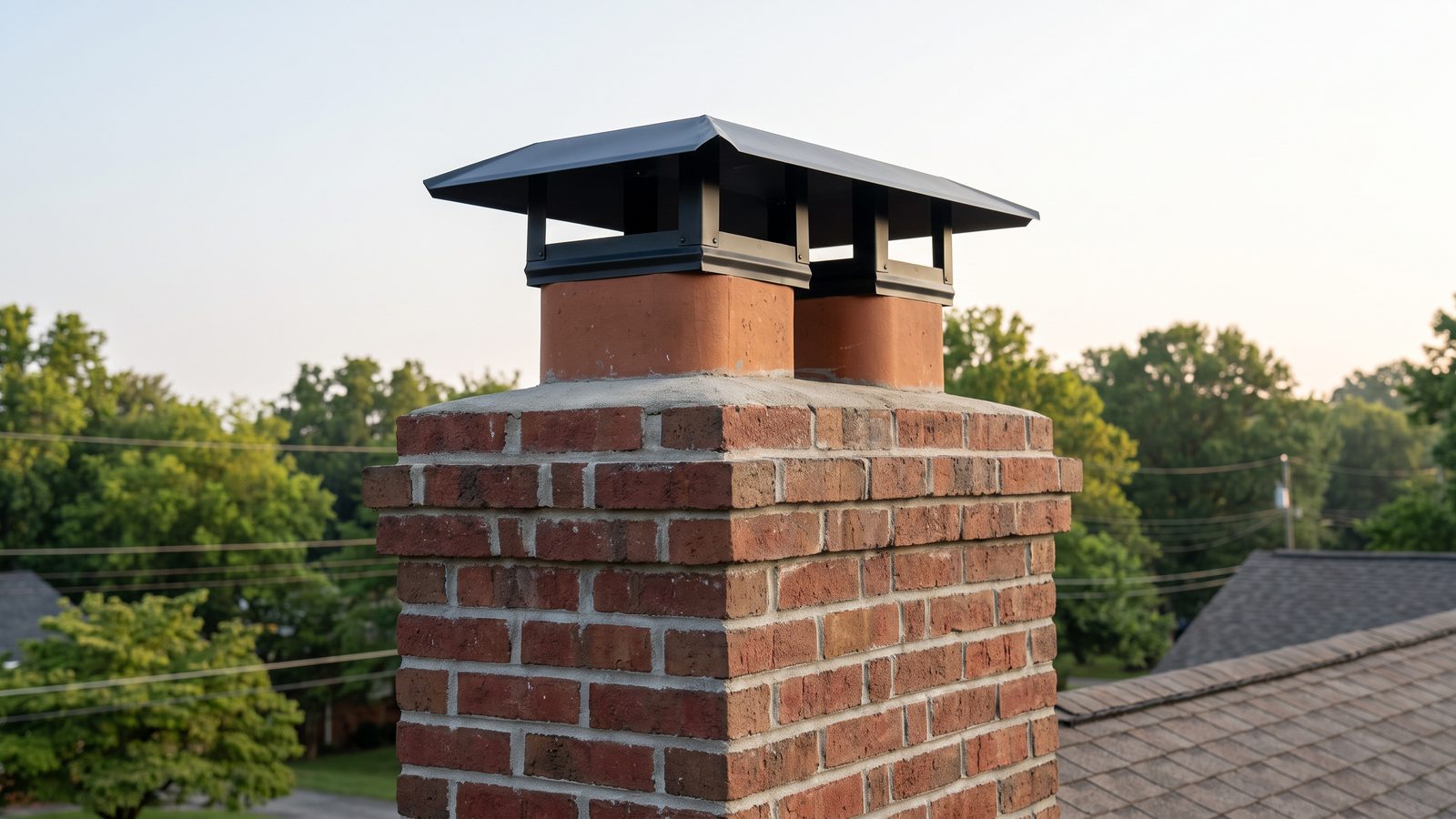 Freshly repaired chimney crown on an East Tennessee home